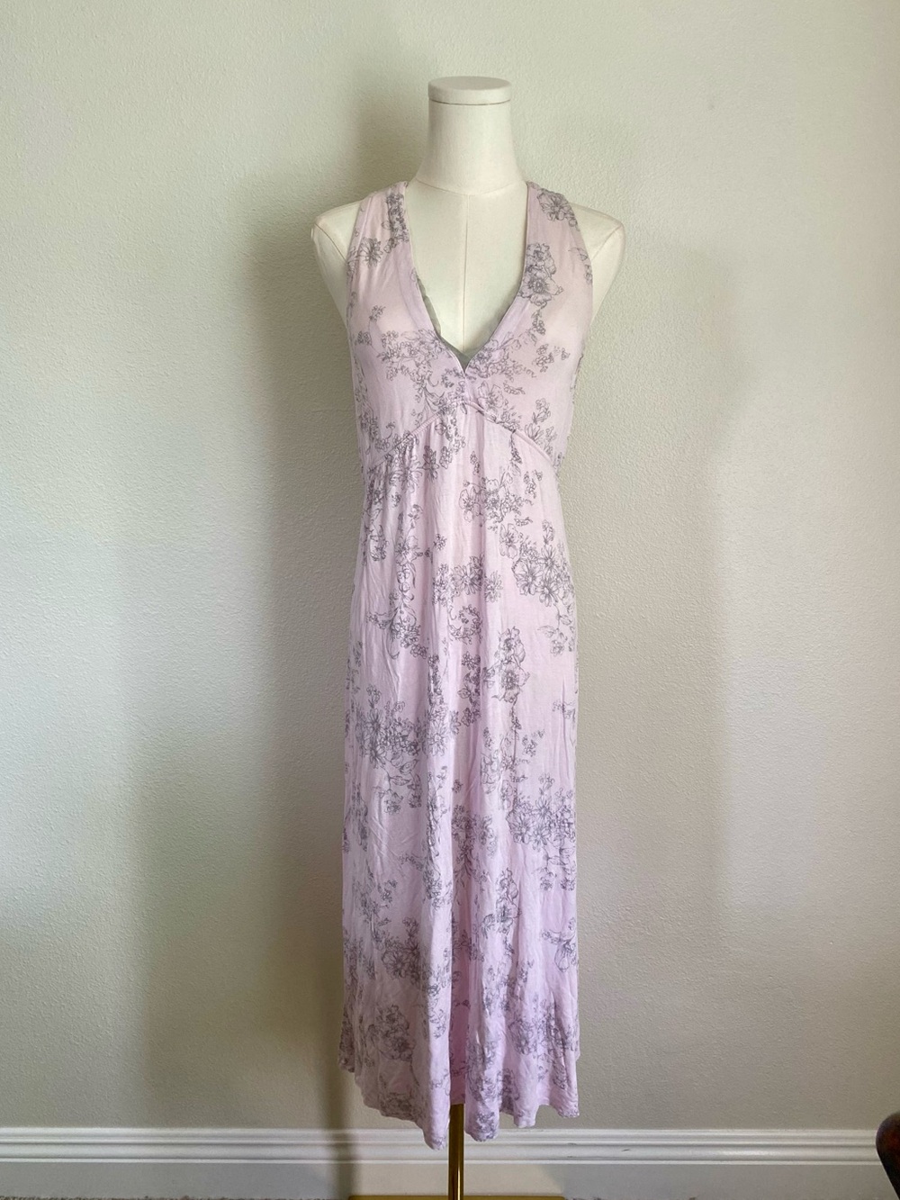 Vintage Y2K Company Ellen Tracy Floral Pink Slip Dress V Neck Size Medium